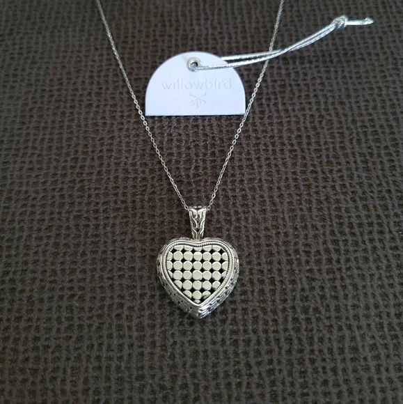 willowbird🪶 Silver🤍 Dotted Heart❤ Pendant Necklace - NWT - Picture 2 of 16